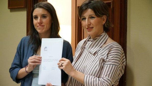 ep irene montero podemos y yolanda diaz en marea encongreso