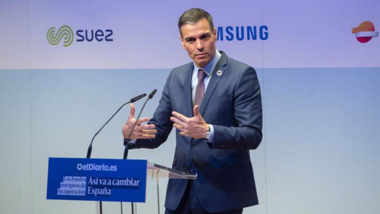 El presidente del Gobierno, Pedro Sánchez interviene en la clausura de la Jornada sobre “Los fondos europeos de recuperación: así va a cambiar España” organizado por ‘Eldiario.es’, en el Auditorio del Museo Nacional de Arte Reina Sofía. | EUROPA PRESS/A.Ortega.POOL - Europa Press ep el presidente del gobierno pedro sanchez interviene en la clausura de la jornada sobre los fondos