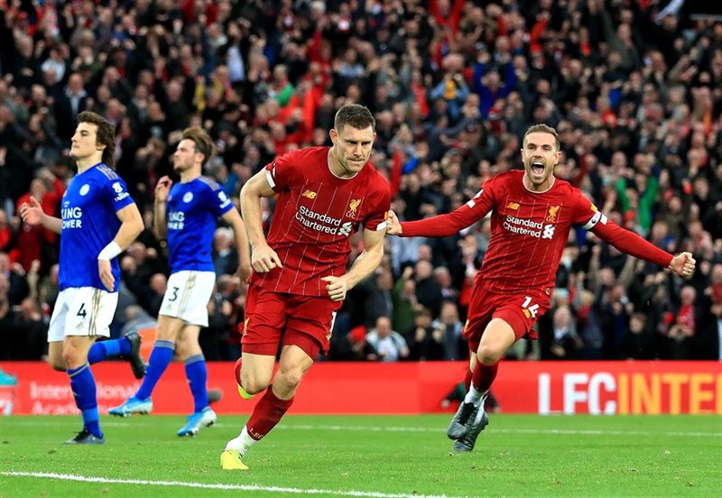 ep james milner celebra el gol de la victoria para el liverpool
