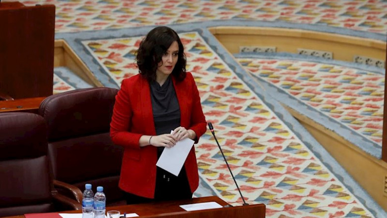 Pool ep la presidenta autonomica isabel diaz ayuso durante su intervencion en el pleno celebrado este