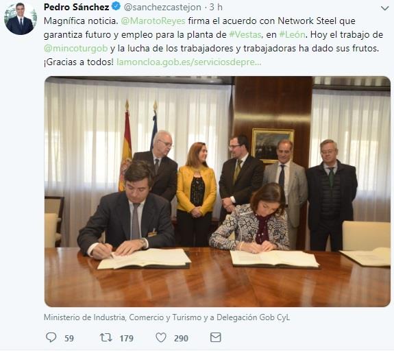 ep tuitpedro sanchezacuerdonetwork steelvestas 26-11-18
