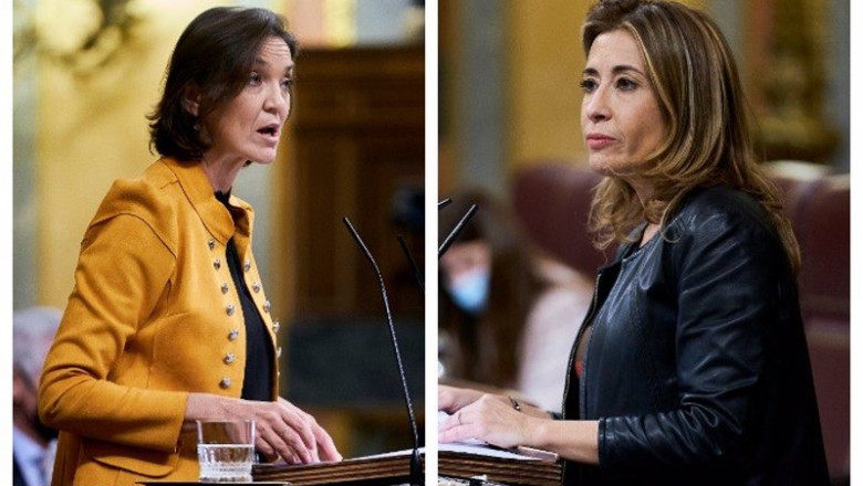 Archivo - Reyes Maroto, ministra de Industria, Comercio y Turismo (derecha), y Raquel Sánchez, ministra de Transportes, Movilidad y Agenda Urbana. | EUROPA PRESS - Archivo ep archivo reyes maroto ministra de industria comercio y turismo derecha y raquel sanchez ministra