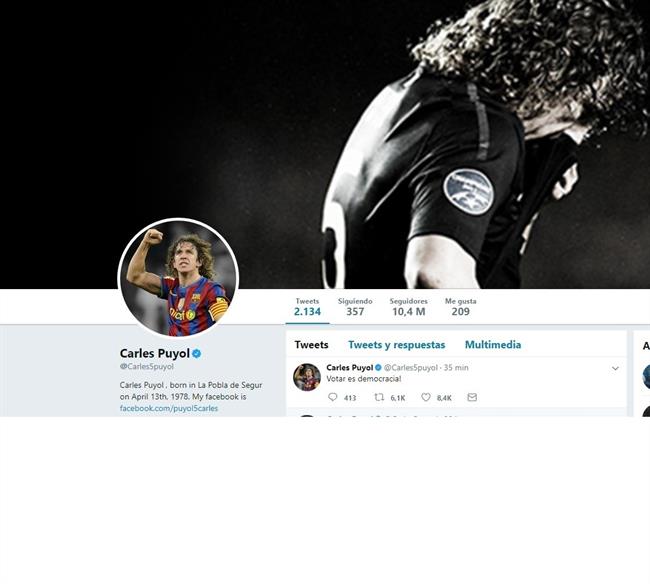 Carles Puyol apoya el referéndum | TWITTER CARLES PUYOL ep carles puyol apoyareferendum