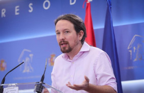 ep el lider dunides podem pablo iglesias en roda de premsa despres de la seva reunio amb el rei