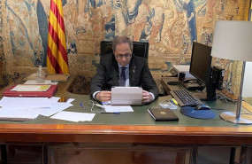 ep el presidente del govern quim torra en videoconferencia desde la casa dels canonges