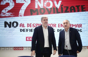 ep el secretario general de ccoo unai sordo i y el de ugt pepe alvarez d en rueda de prensa para