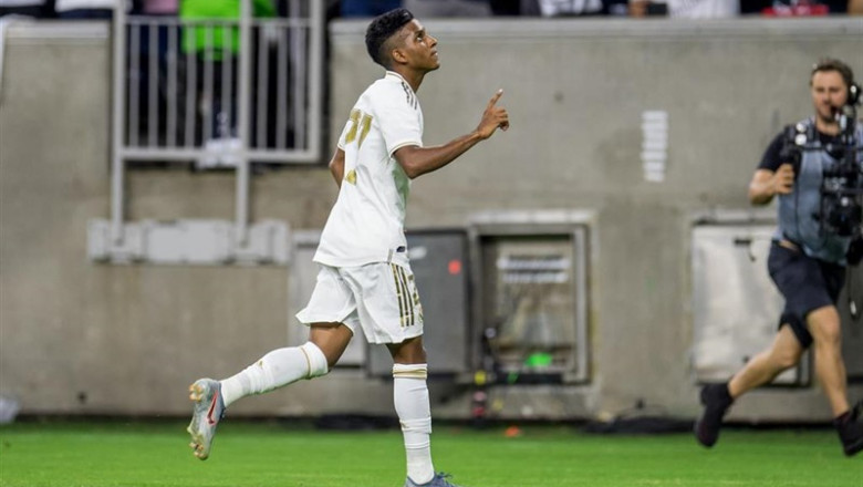 Rodrygo Goes celebra un gol con el Real Madrid. | Trask Smith/CSM via ZUMA Wire/dp / DPA ep rodrygo goes celebragolreal madrid