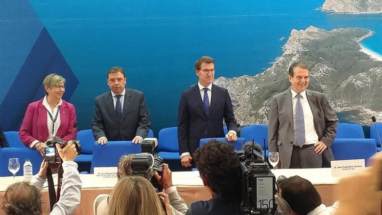 ep rosa quintana luis planas nunez feijoo y abel caballero en el acto de inauguracion de conxemar