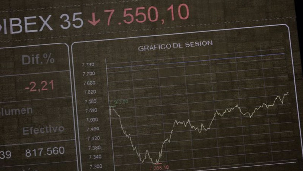 ep un grafico del ibex 35 en el palacio de la bolsa a 7 de marzo de 2022 en madrid espana
