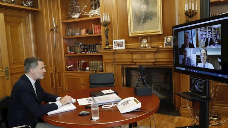 El Rey, en videoconferencia con responsables del Cercle d'Economia | CASA DEL REY ep el rey en videoconferencia con responsables del cercle deconomia