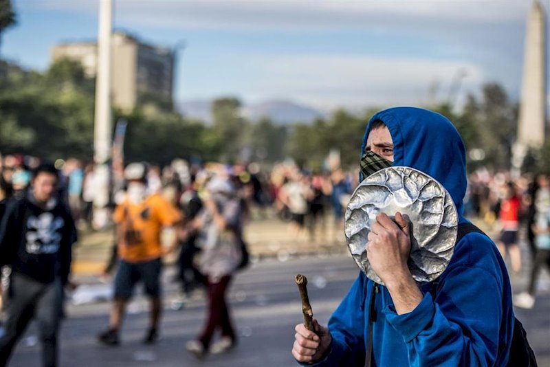 ep imagen de las protestas en las calles de santiago de chile
