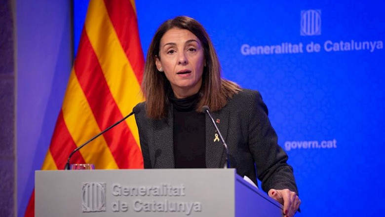 La consellera de Presidencia y portavoz del Govern, Meritxell Budó, en rueda de prensa tras el Consell Executiu. | DAVID ZORRAKINO - EUROPA PRESS ep la consellera de presidencia y portavoz del govern meritxell budo en rueda de prensa tras el