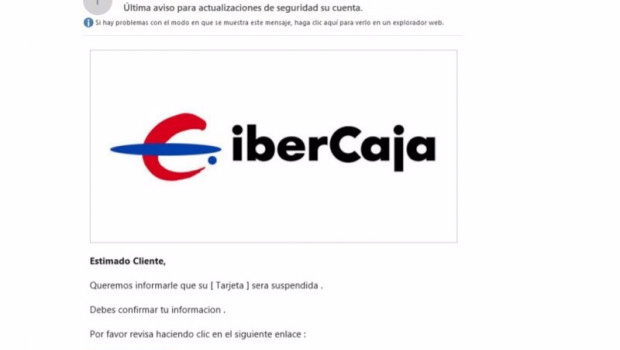 ep archivo   imagen de uno de los emails fraudulentos contra ibercaja