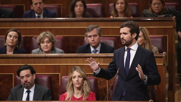 ep el lider del partido popular pablo casado durante una sesion de control al gobierno en el