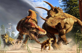 ep tiranosaurus rex se enfrenta a un spinops