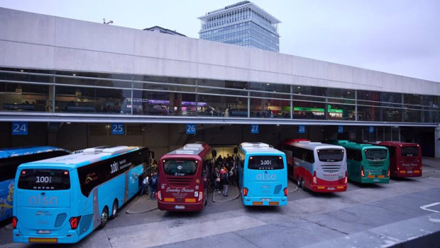 ep varios buses en la estacion de autobuses de mendez alvaro a 10 de diciembre de 2023 en madrid