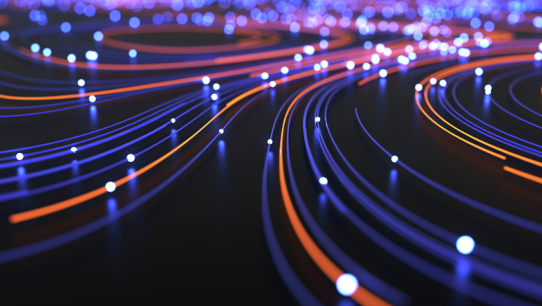 background of wires and glowing particles