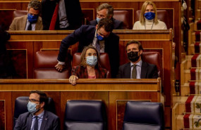 ep fila centro el lider del pp pablo casado 1d y la portavoz del grupo popular en el congreso cuca