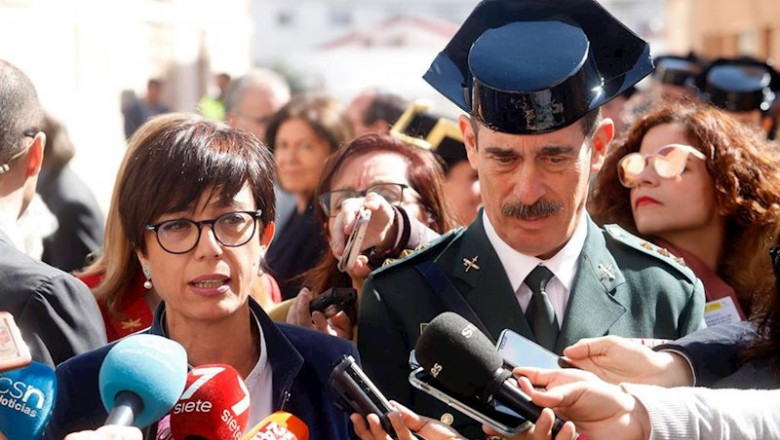 La directora general de la Guardia Civil, María Gámez, junto a nuevo coronel jefe de la Comandancia de Málaga, Antonio Rodríguez-Medel, en el acto de toma de posesión. Málaga a 24 de febrero del 2020 | Álex Zea - Europa Press - Archivo ep la directora general de la guardia civil maria gamez junto a nuevo coronel jefe de la comandancia