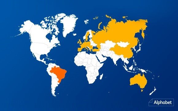 ep mapa ilustrativo de la presencia de alphabet en el mundo