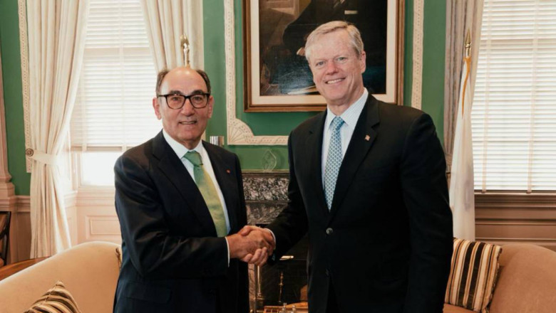 Ignacio Galán, presidente de Iberdrola, junto a Charlie Baker, gobernador de Massachusetts. | Iberdrola. galan massachusetts