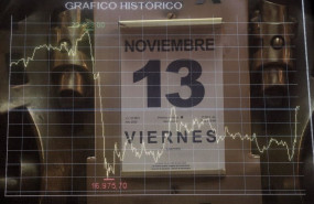 ep calendario con la fecha del 13 de noviembre e imagen de los valores de la bolsa de madrid espana