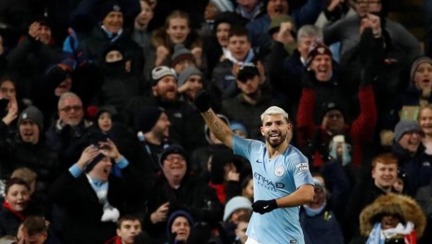 ep delantero argentino sergio aguero celebragolmanchester city