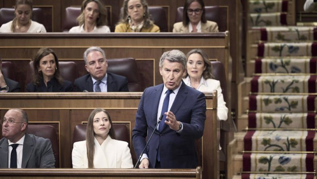 ep el presidente del pp alberto nunez feijoo y la portavoz del pp en el congreso ester munoz durante