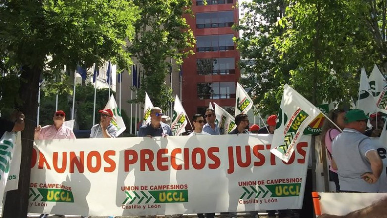 Cerealistas reclaman ante la sede de la Comisión Europea en Madrid | UNIÓN DE UNIONES ep cerealistas reclaman ante la sede de la comision europea en madrid