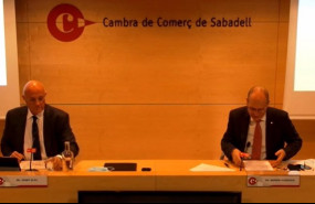 ep el presidente de banco sabadell josep oliu y el presidente de la camara de sabadell ramon