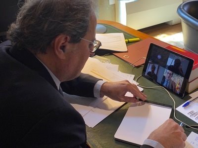ep el presidente del govern quim torra en reunion telematica con la mesa unitria del sector social