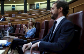 ep la portavoz del partido popular cayetana alvarez de toledo y el presidente pablo casado durante