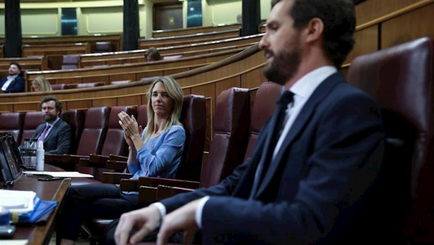 ep la portavoz del partido popular cayetana alvarez de toledo y el presidente pablo casado durante