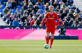 ep simon kjaer of sevilla during the santander league la liga match played on butarque stadium