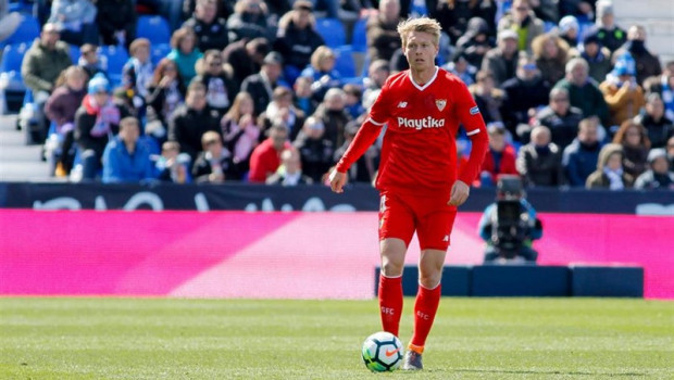 ep simon kjaer of sevilla during the santander league la liga match played on butarque stadium