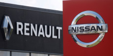 photo d archives des logos des constructeurs automobiles nissan et renault 