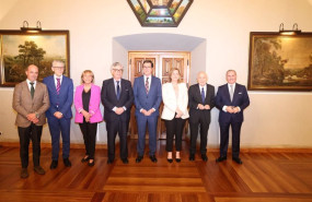 ep antonio garamendi juan manuel vieites y elena rivo en un acto organizado en el hostal dos reis