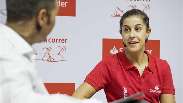 ep carolina marin en un acto de banco santander en la sede central en madrid