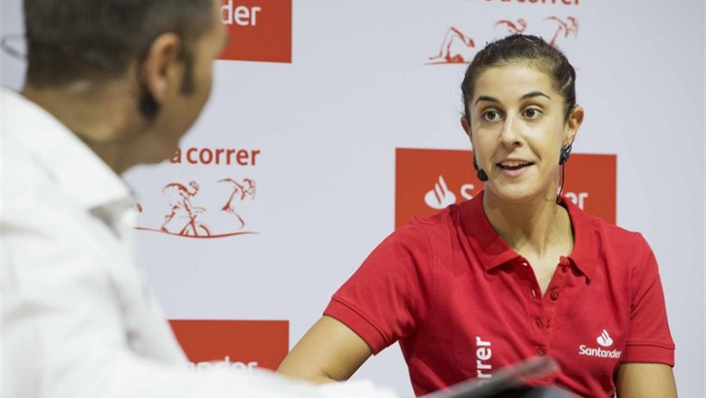 ep carolina marin en un acto de banco santander en la sede central en madrid