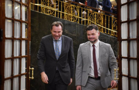 ep el ministro de transporte y movilidad sostenible oscar puente i y el portavoz de erc en el