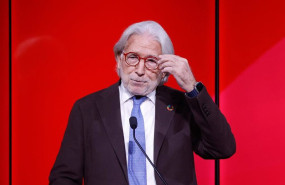 ep el presidente de foment del treball josep sanchez llibre intervienen en un acto de la patronal