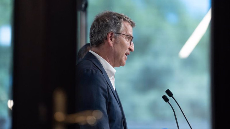 ep el presidente del pp alberto nunez feijoo durante una rueda de prensa tras su reunion con el ep el presidente del pp alberto nunez feijoo durante una rueda de prensa tras su reunion con el