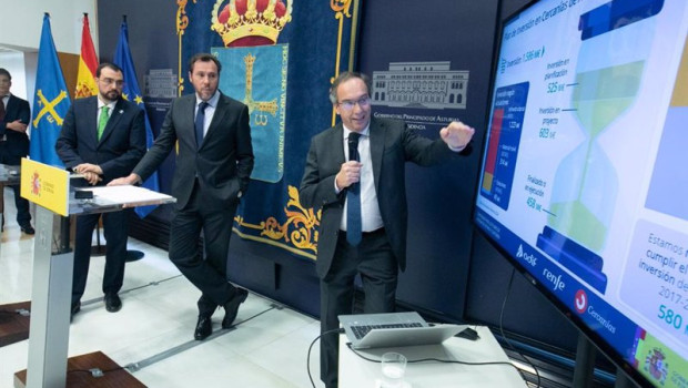 ep el presidente del principado adrian barbon y el ministro de transporte y movilidad sostenible