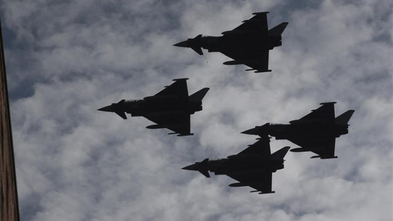 Eurofighter españoles durante un desfile militar | EUROPA PRESS - Archivo ep eurofighter espanoles durantedesfile militar