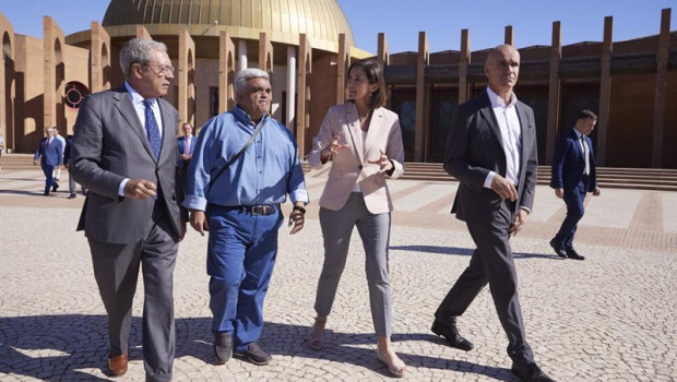 ep la ministra de industria reyes maroto junto al alcalde de sevilla antonio munoz el consejero de