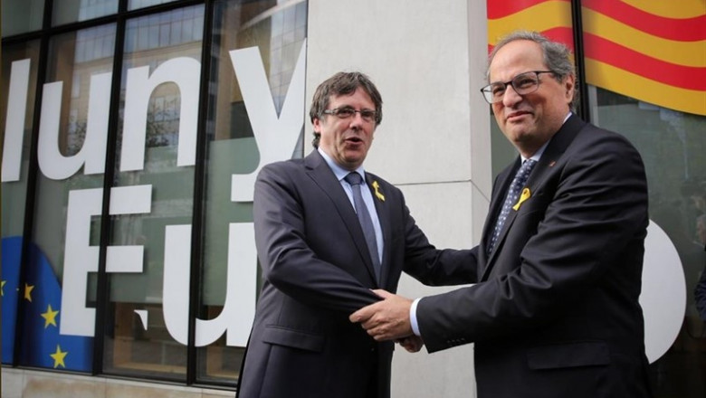 El expresidente Carles Puigdemont y el presidente Quim Torra | @GOVERN - Archivo ep el expresidente carles puigdemont y el presidente quim torra