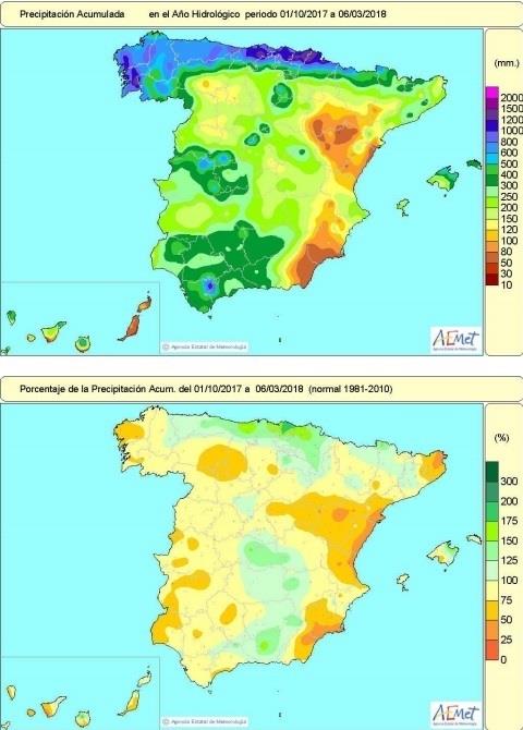 Lluvias en España hasta el 6 de marzo de 2018 | AEMET ep lluviasespana6marzo2018