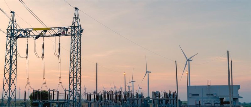 ep archivo   wind turbines generate electricity electric current redistribution substation clean and