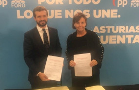 ep el presidente del pp pablo casado y la presidenta de foro carmen moriyon reeditan el acuerdo de