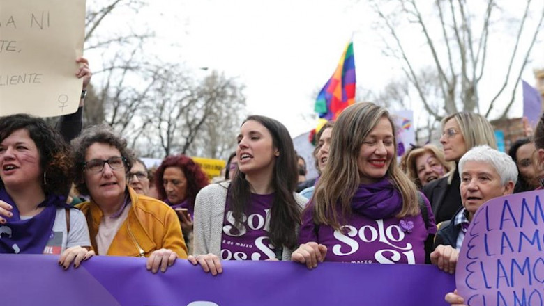 ep la ministra de igualdad irene montero en la manifestacion del 8mde madrid